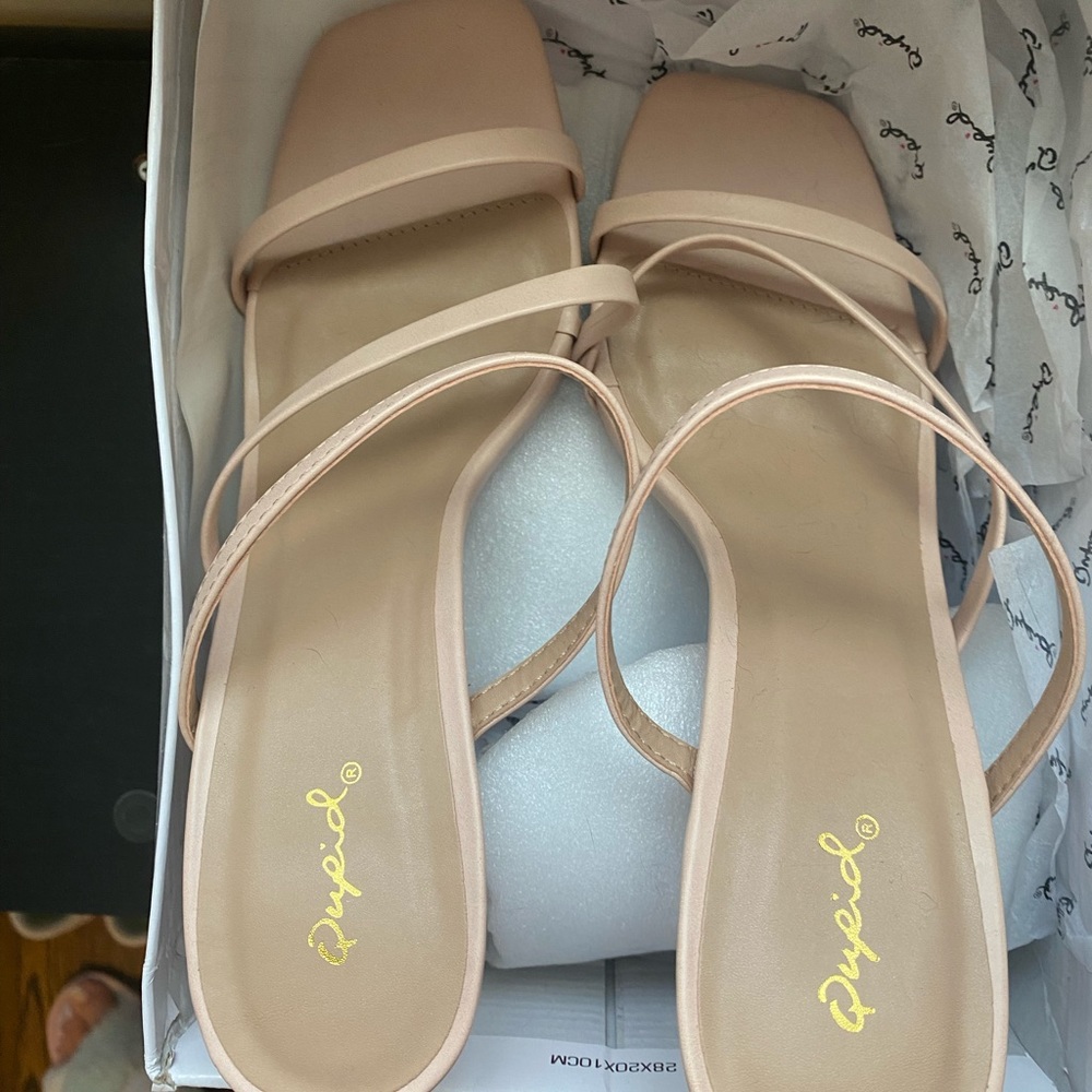 Nude strappy heels